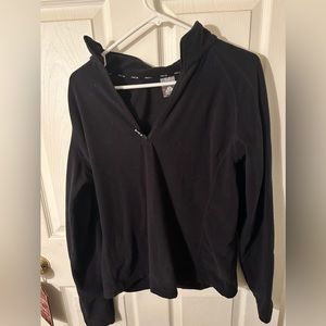 Black Cotton Athleisure Long-sleeve Turtleneck